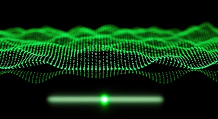 Wall Mural - Green wave of binary code on a black background. Abstract data flow visualization for technology and internet concepts.