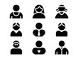 © Himel - Nine Black Silhouette Icons of People person avatar
