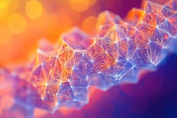 Wall Mural - abstract digital artwork depicting a flowing, interconnected network of nodes and lines with vibrant