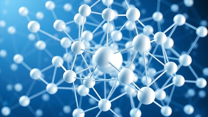 Futuristic interconnected sphere structure in blue and white, symbolizing innovation.