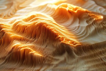 Wall Mural - abstract landscape art, warm-toned textured surface resembling layered mountains illuminated by sunl