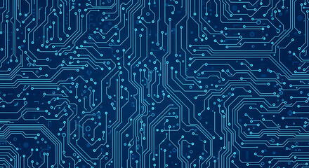Blue Digital Circuit Board Pattern Abstract Background