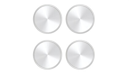 Four metallic round buttons