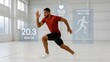 © Md - Athlete with Floating Performance Data Overlays in Sports Hall