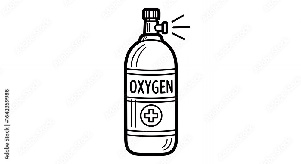 Monochrome Oxygen Tank Illustration with Minimalist Design on White ...