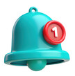 © sarafat hossain - Turquoise notification bell icon with red badge and number one