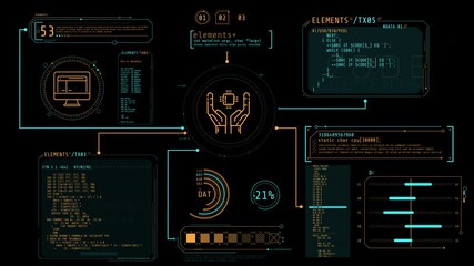 Sticker - animated screen with programming codes and infographic elements