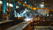 © Ky - Welder Fusing metal beams sparks flying protecting