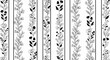 © shankara - Elegant black and white floral vines arranged in vertical strips, creating a decorative pattern.