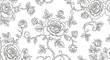 © shankara - Elegant monochrome rose pattern, intricately detailed floral design, repeating seamlessly.