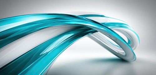 Abstract turquoise and white curves
