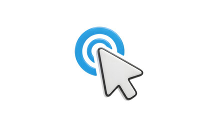 3d arrow cursor clicking icon blue on transparent background