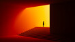 © Marcos Osorio/Stocksy - Man stands alone on stairs illuminated by dramatic light