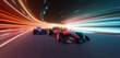 © jamesteoh.art - 3d rendering racing cars speeding on futuristic track with light trails