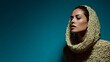 © Dina - Woman in a knitted, cream-colored cowl.