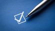 © KohXD - Detailed view of a pen and paper with a check mark reflecting survey progress and task completion status concept