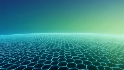 Wall Mural - Abstract digital grid surface with glowing hexagonal pattern in an undulating movement. Technology background illustration.