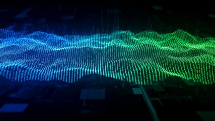 Wall Mural - Abstract digital waves made of binary code numbers flowing and changing light, data array footage.