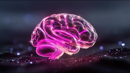 Wall Mural - Abstract illustration of a glowing brain with vibrant colors, showcasing neural connections and energy flow, representing intelligence and creativity in a digital art style
