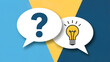 © M. Saqlain Sajjad - A minimalist graphic design featuring two speech bubbles, one with a question mark and the other with a lightbulb.