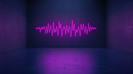 Wall Mural - neon sound wave design in dark room with vibrant purple light creating a modern atmosphere suitable 