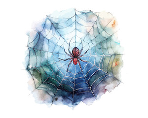 watercolor Spider Web vector illustration isolated on white background