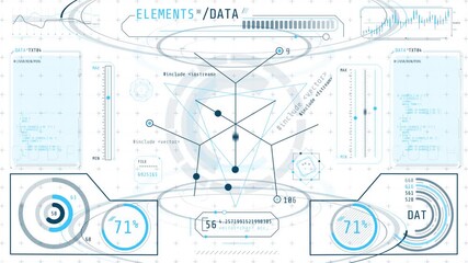 Canvas Print - animated high-tech interface with various data processing activities