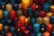 © Abinya - Abstract isometric cube pattern with glittering textures and a vibrant color palette