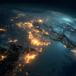 © Daniel - Digital Earth Map with Illuminated City Lights at Night