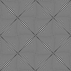 Wall Mural - abstract seamless geometric op art lines pattern. 3d illusion. striped black and white texture.
