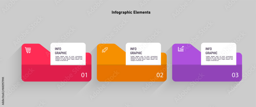 Colorful infographic template with 3 steps process Stock Vector | Adobe ...