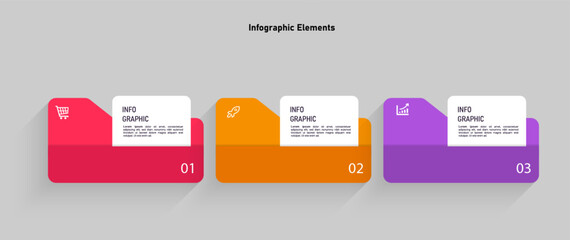Wall Mural - Colorful infographic template with 3 steps process 
