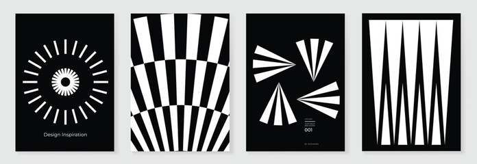 Canvas Print - abstract monochrome poster background vector set. modern cover template with black and white perspec