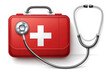 © adobe - Medical First Aid Kit with Stethoscope for Healthcare and Emergency Preparedness on White Background