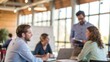 © N7 - Corporate team engaged in discussion — creating effective B2B strategy in office workshop