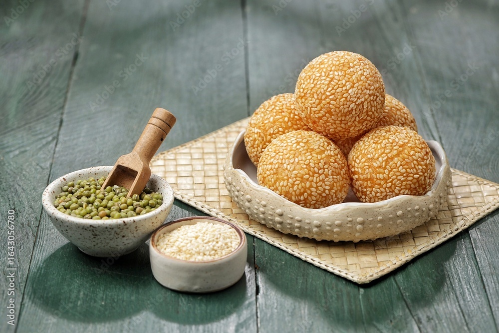 Onde-onde or Kuih Bom or Banh Cam or Jian Dui is a traditional snack ...