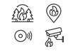 © Антон Сальников - Fire detection system features icons for monitoring and alerts near forest landscapes