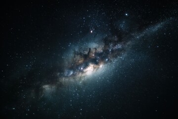 Wall Mural - expansive view of dark interstellar space featuring a vibrant galaxy filled with distant stars, nebu
