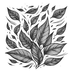 Wall Mural - swirling leaves in motion, perfect for seasonal, botanical, or decorative design projects sketch eng