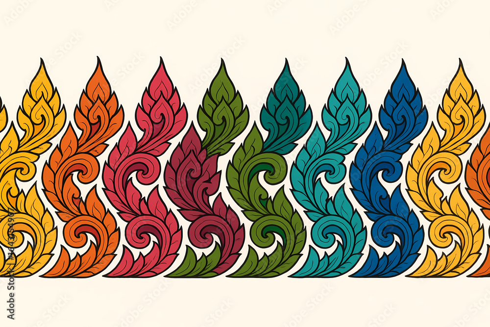 Naga pattern, bright colors, many colors, intricate floral patterns ...