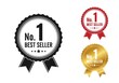 © Shihab - Collection of no 1 best seller badges and awards in black, red, and gold, symbolizing achievement and top quality