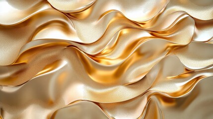 Canvas Print - abstract gold metallic surface design featuring elegant waves and forms in a warm golden tone