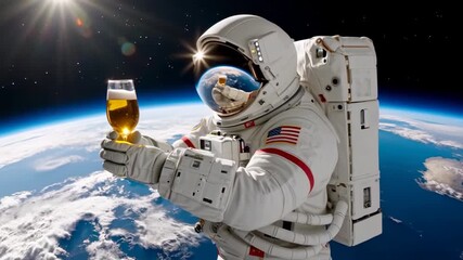 Wall Mural - Astronaut with Beer in Space