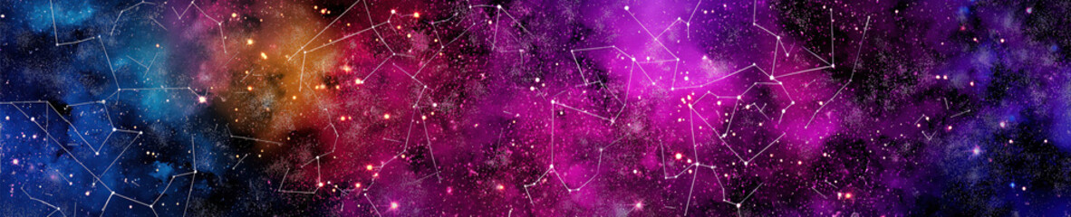 Wall Mural - colorful starry astrological constellations on the background of space with galaxies in universe. Space with stars