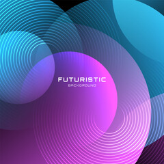 Wall Mural - pink blue abstract background overlap layer on dark space with glowing circles effect decoration. mo
