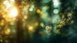 © Javid - A serene forest scene with golden sunlight filtering through green foliage, creating a dreamy bokeh effect.