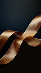 Wall Mural - elegant golden silk ribbons cascading on a dark moody background for luxurious graphic designs