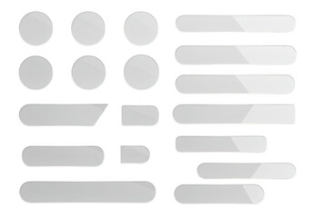 Collection of modern minimalist ui elements and icons with rounded and rectangular shapes, isolated on transparent background