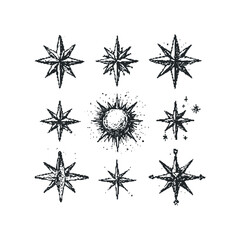 Wall Mural - Collection of Hand Drawn Starburst and Starburst Shapes