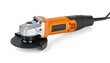 © somad - Close-up of a portable angle grinder in orange and black featuring a precision abrasive wheel